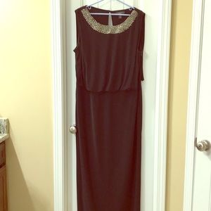 Beaded neck, elegant evening dress